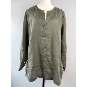 J. Jill Love Linen Moss Green Tunic Medium